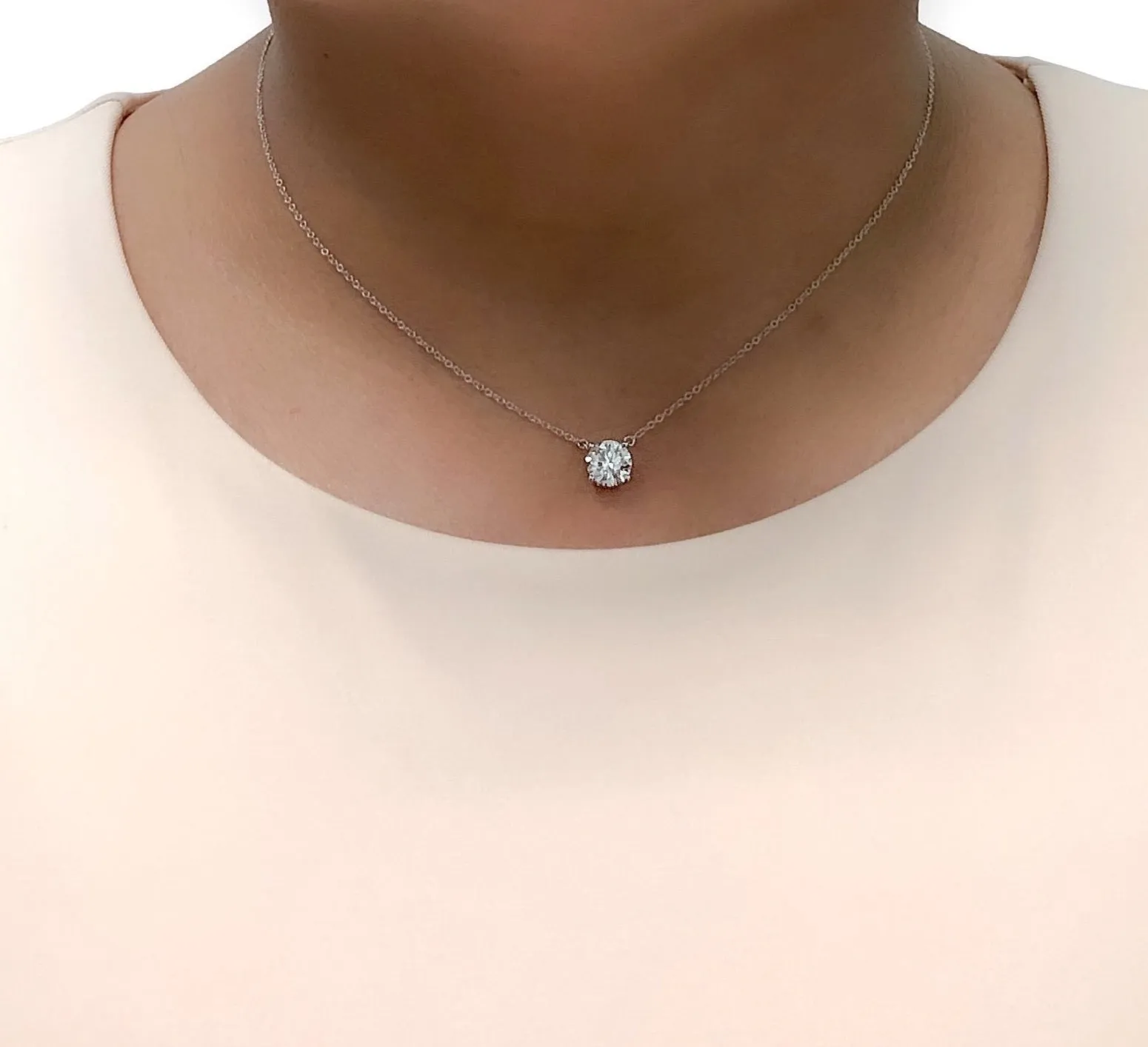 Tiffany & Co. Platinum Round Solitaire Diamond Pendant Necklace 1.41 ct GVVS2