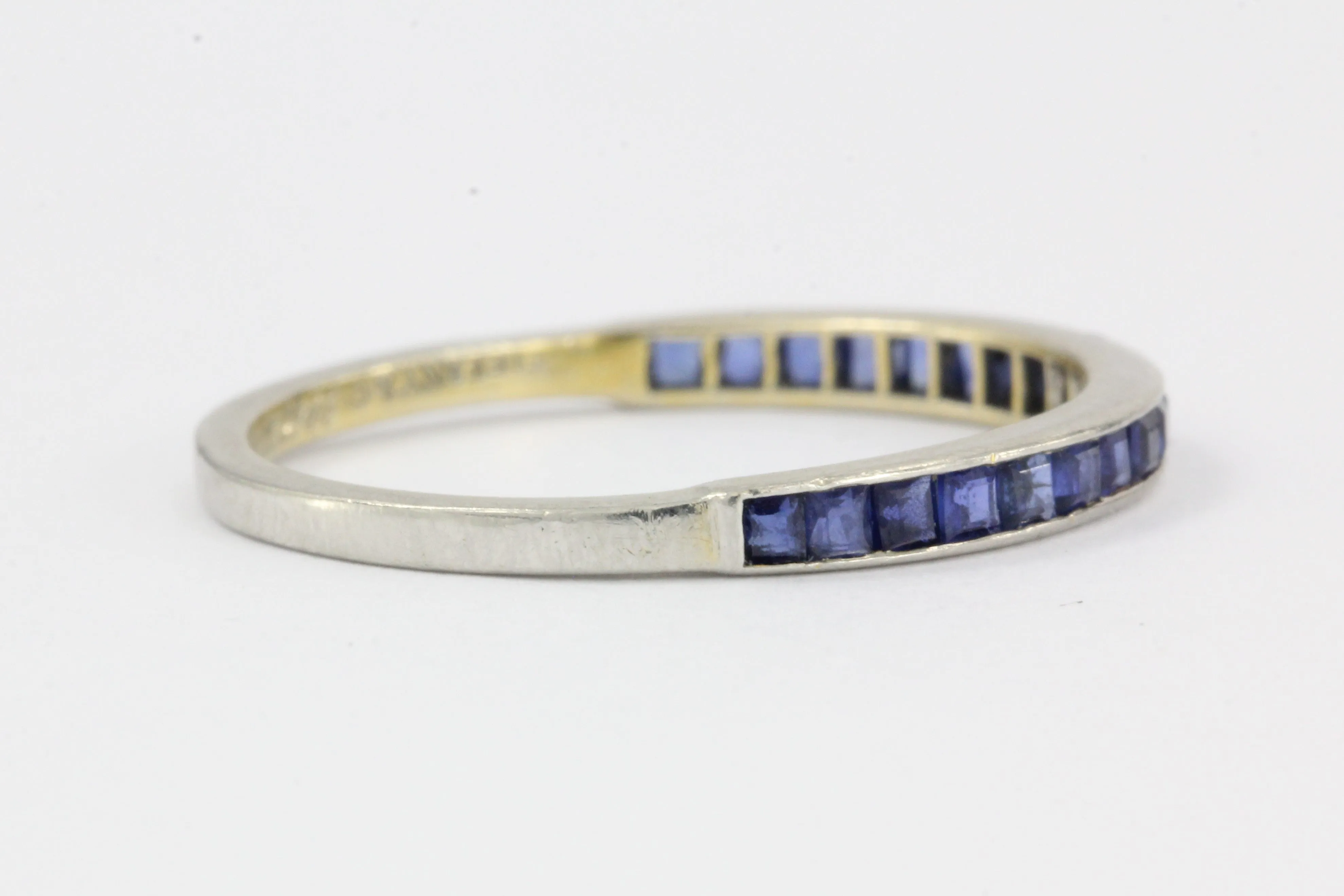 Tiffany & Co Platinum Sapphire Half Eternity Band Rings Pair c.1945