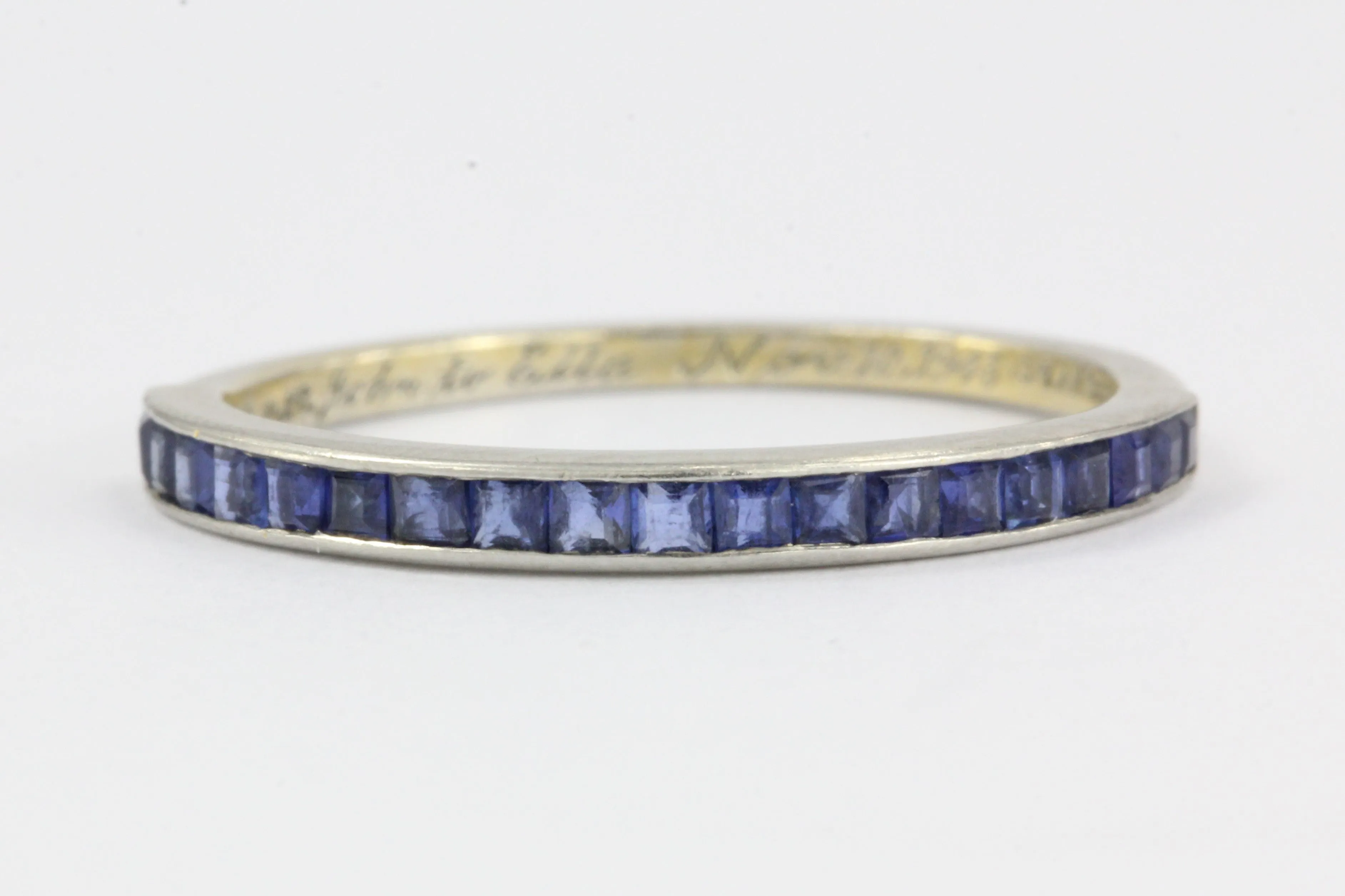 Tiffany & Co Platinum Sapphire Half Eternity Band Rings Pair c.1945
