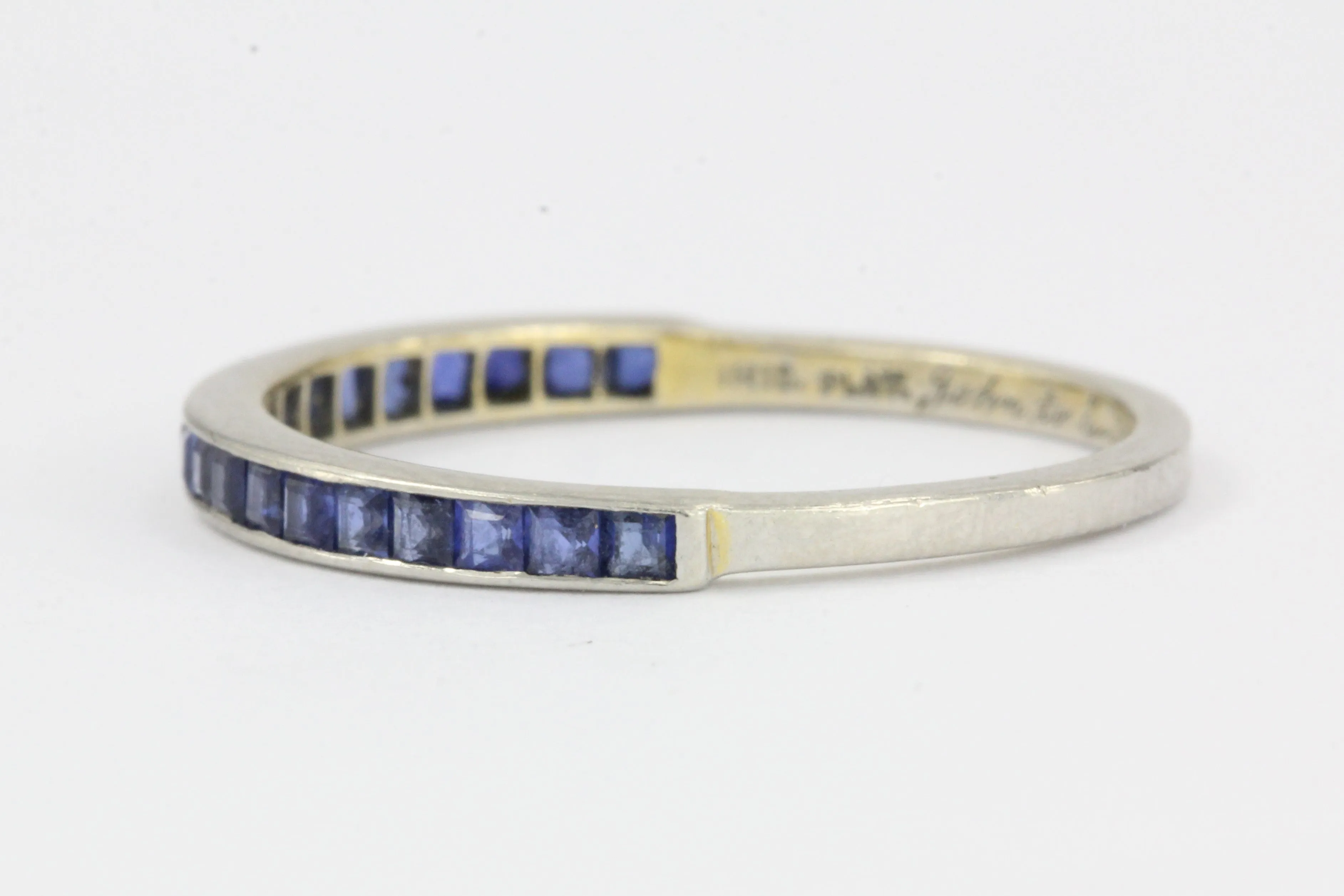 Tiffany & Co Platinum Sapphire Half Eternity Band Rings Pair c.1945