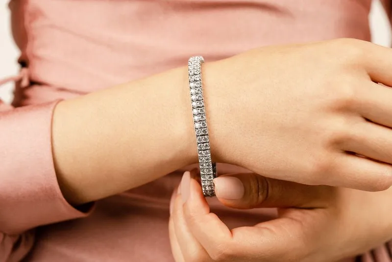 Timeless Two Row Diamond Tennis Diamond Bracelet with 5.00 ct.(finished) 2.25mm