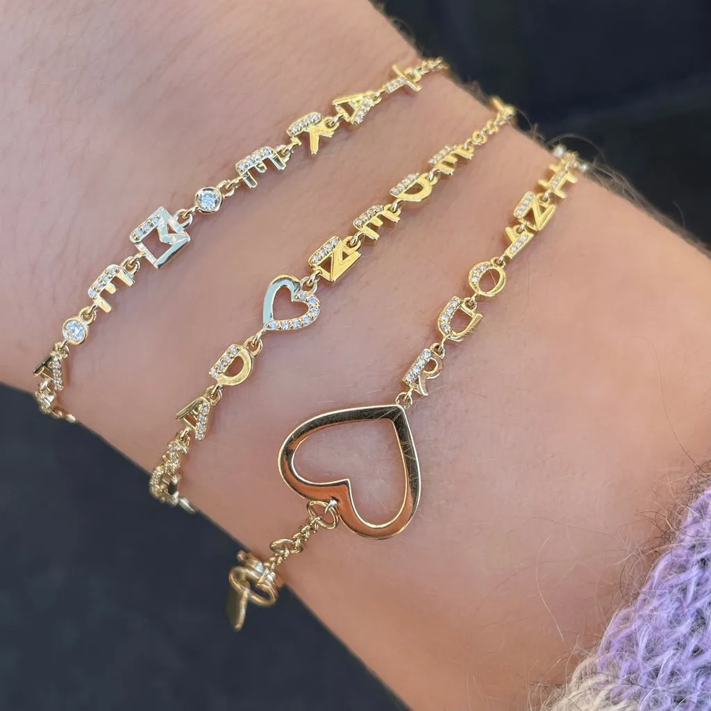 Tiny Diamond Letters Bracelet