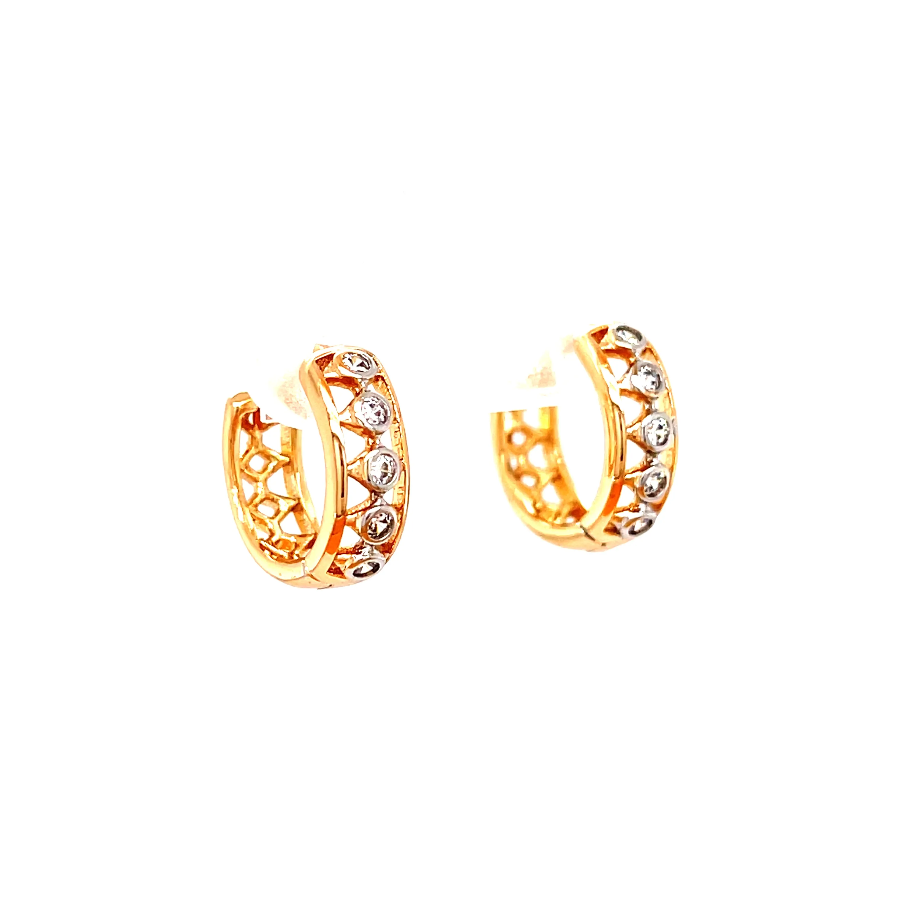 Tiny Zirconia Stones Huggies Earrings Rose gold filled