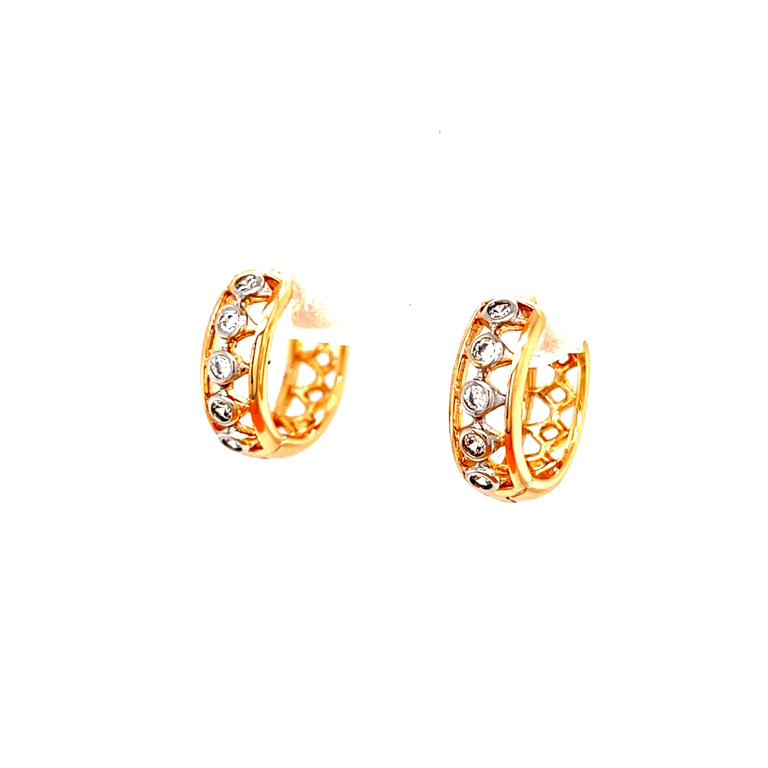 Tiny Zirconia Stones Huggies Earrings Rose gold filled