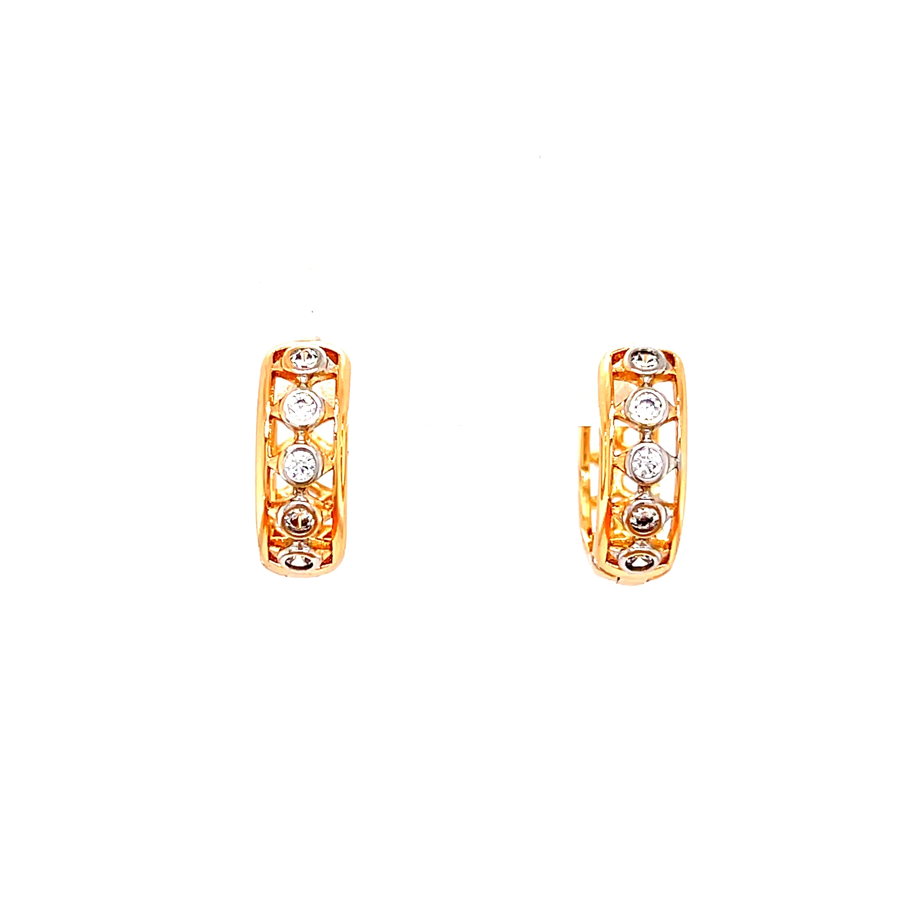 Tiny Zirconia Stones Huggies Earrings Rose gold filled
