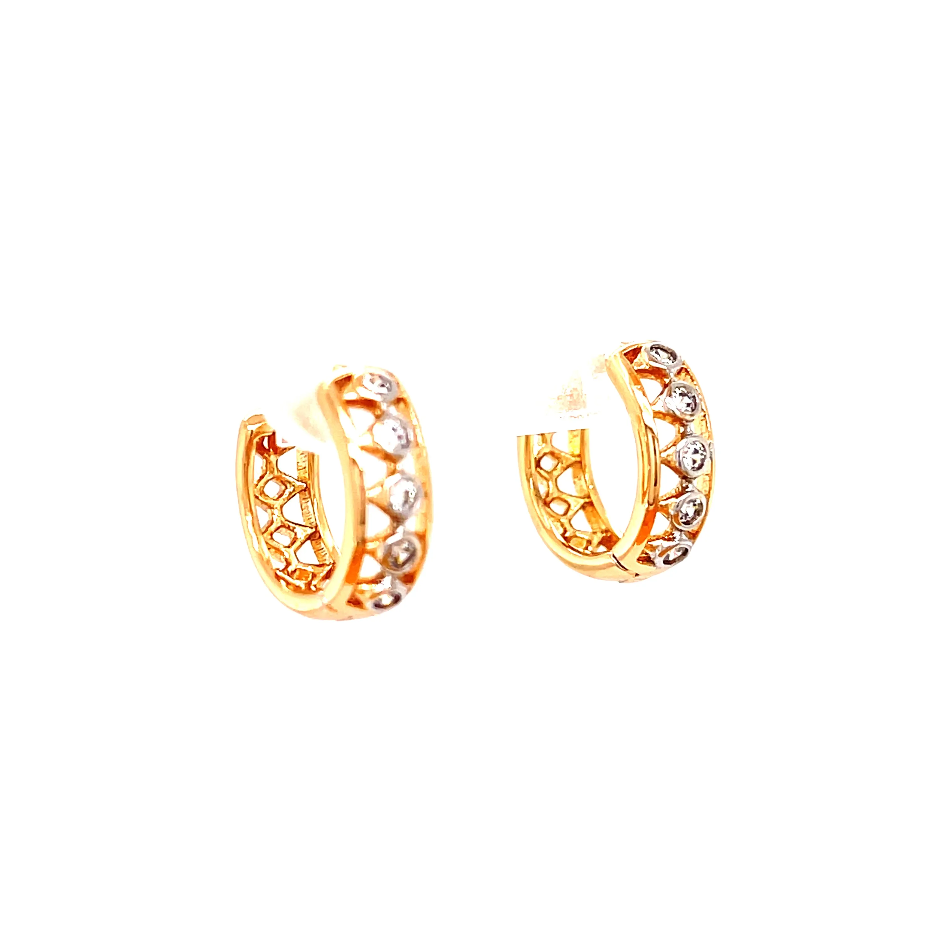Tiny Zirconia Stones Huggies Earrings Rose gold filled