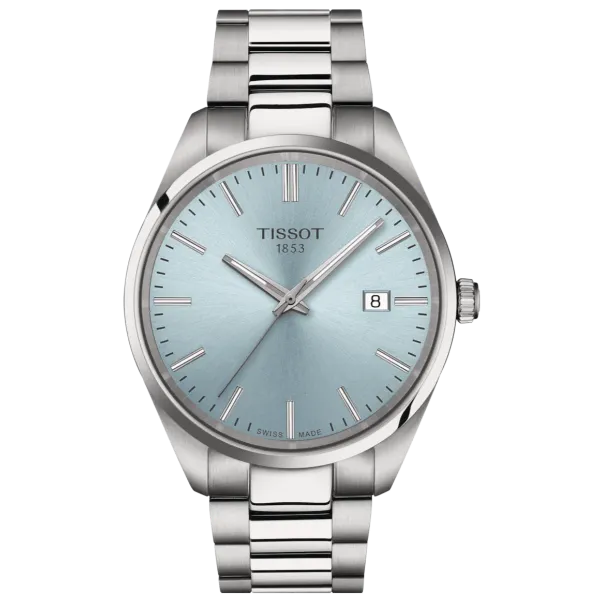 Tissot T-Classic Silver Stainless Steel Tiffany Blue Dial Quartz Watch for Gents - T150.410.11.351.00