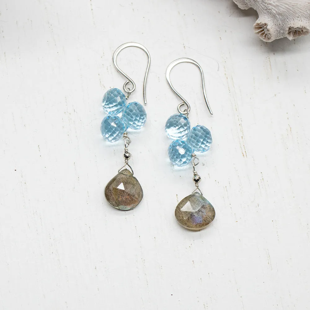 Topaz & Labradorite Cluster Earrings