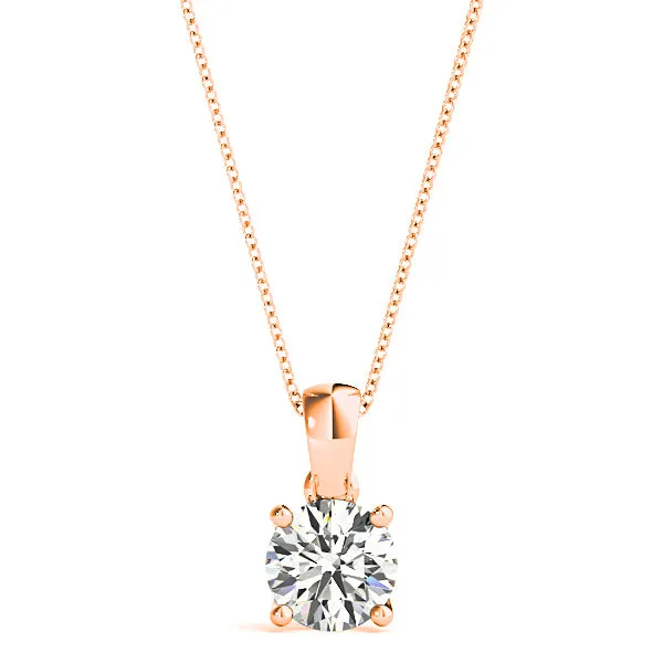 Trellis Setting Round Diamond Solitaire Necklace Pendant