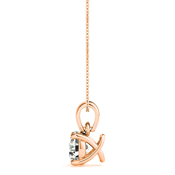 Trellis Setting Round Diamond Solitaire Necklace Pendant