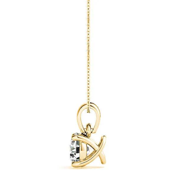 Trellis Setting Round Diamond Solitaire Necklace Pendant
