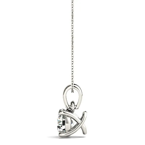 Trellis Setting Round Diamond Solitaire Necklace Pendant