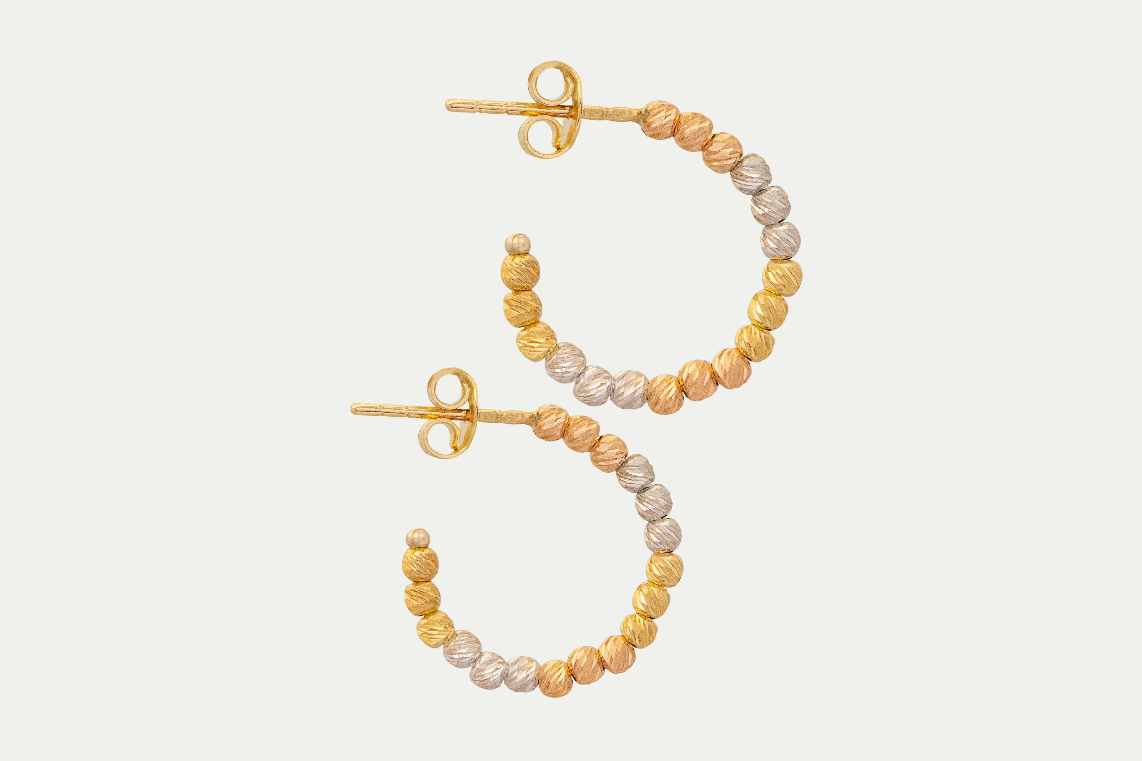 Tri-Gold Hoop Earrings