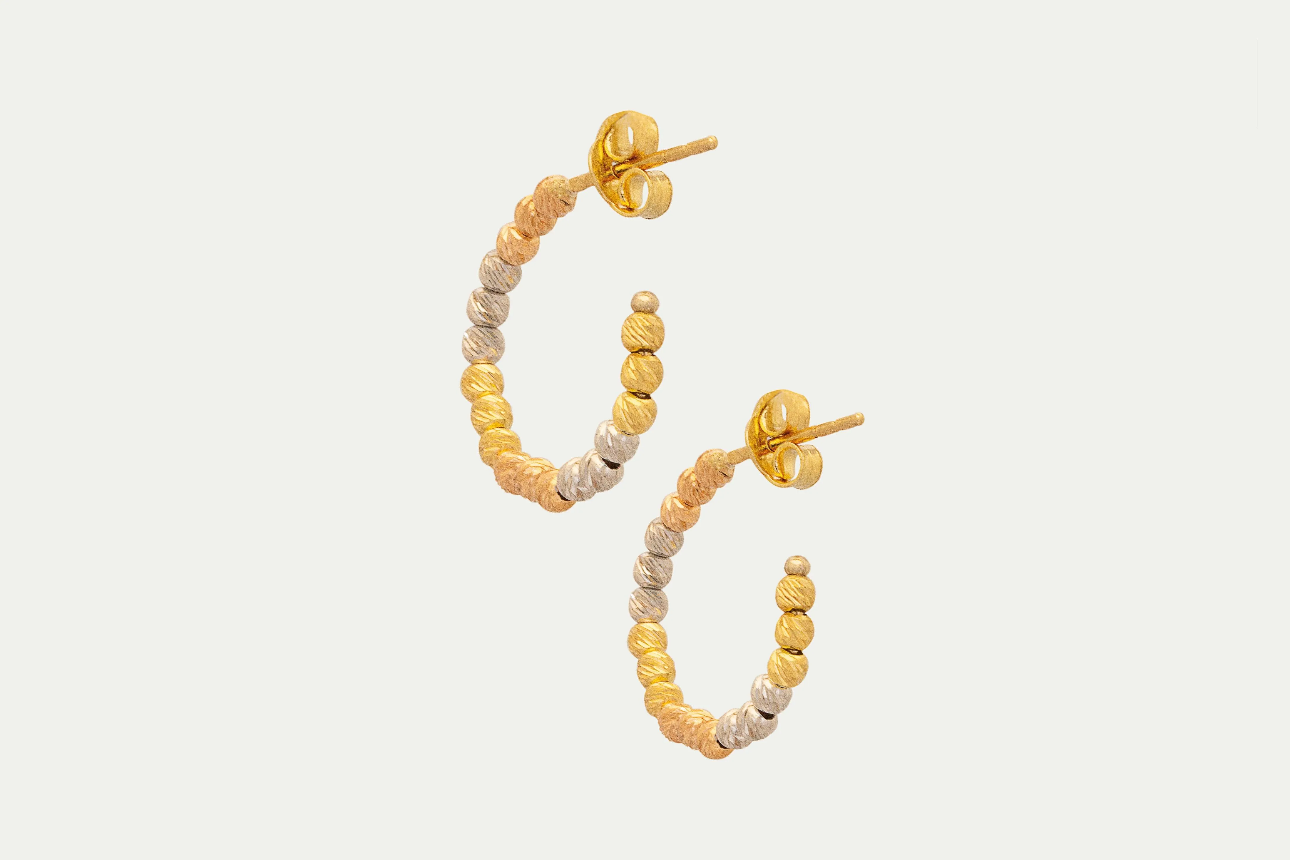 Tri-Gold Hoop Earrings