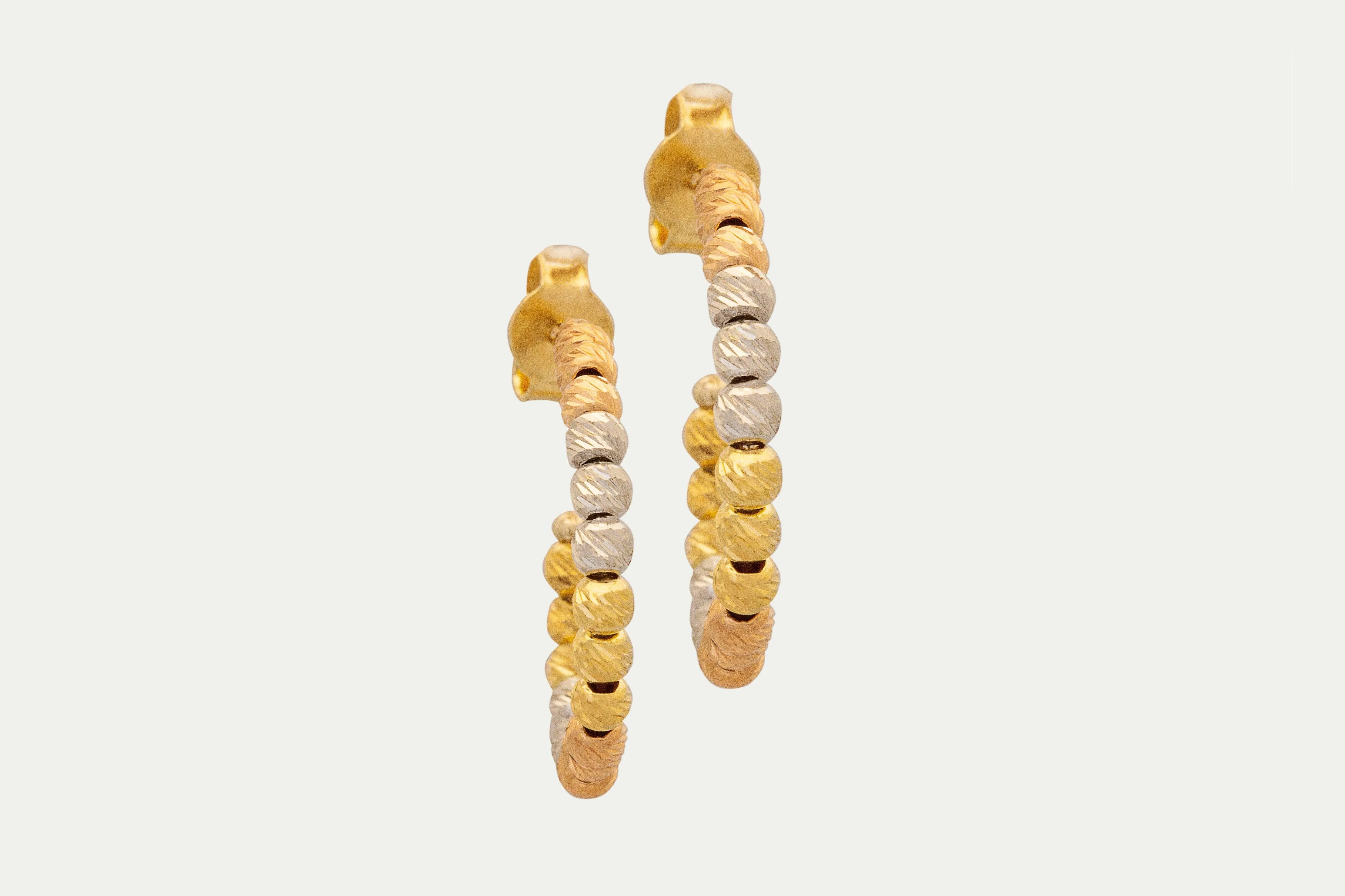 Tri-Gold Hoop Earrings