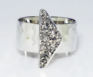 Triangle Platinum Druzy Wide Ring