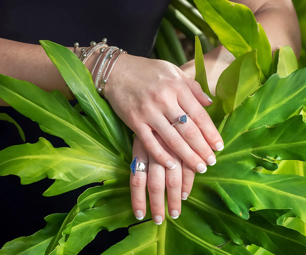 Triangle Platinum Druzy Wide Ring