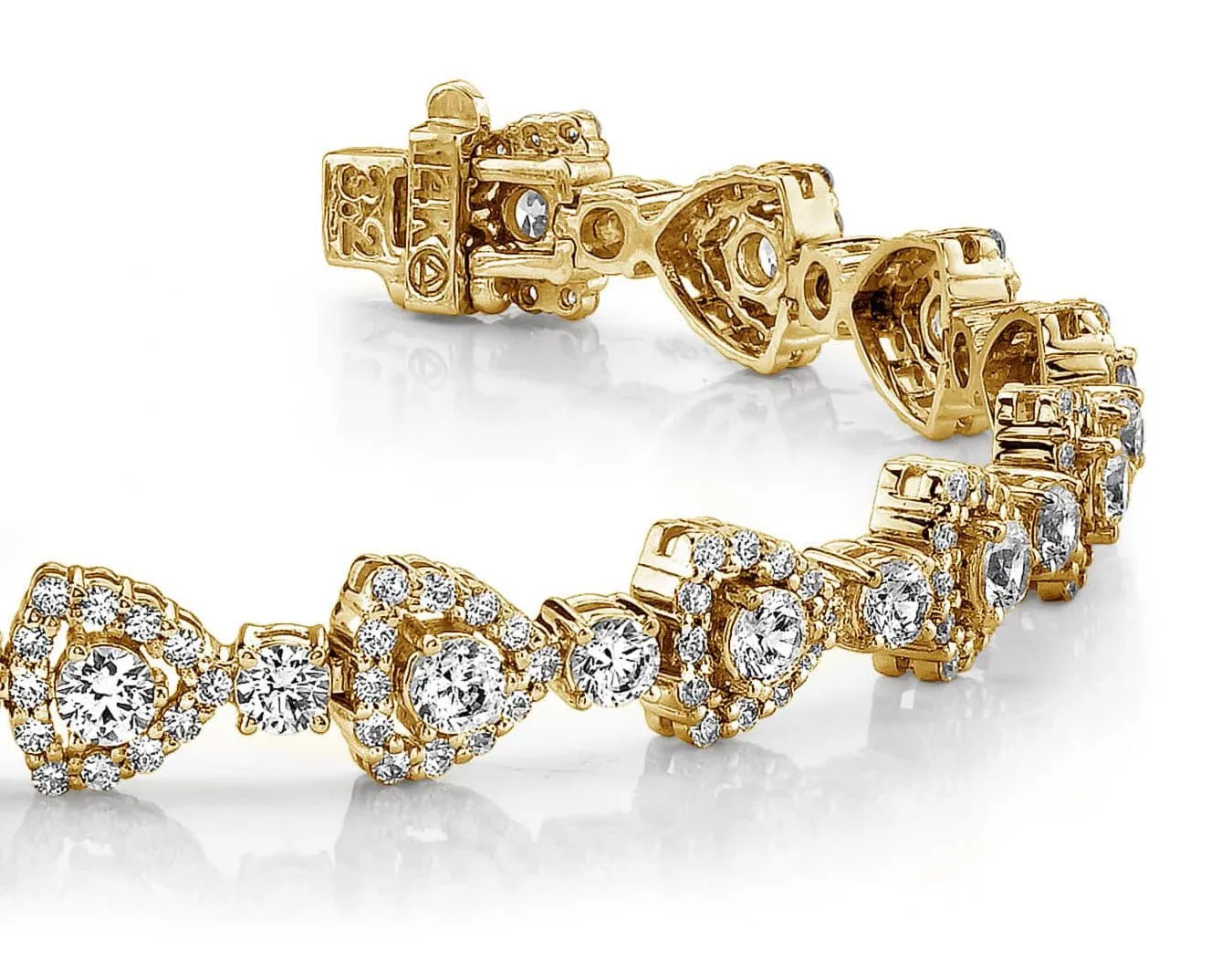 Triangular Diamond Link Diamond Bracelet with 7.36 ct.(finished) 1.5mm, 3.3mm