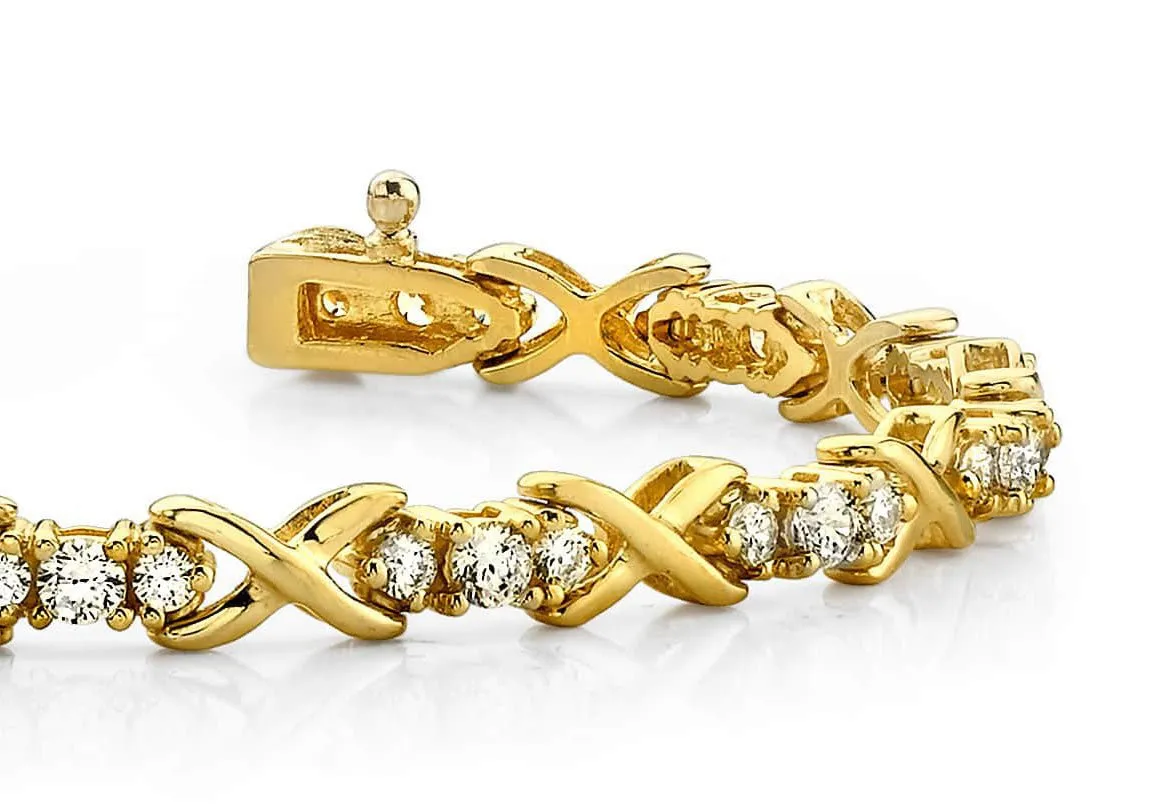 Triple Diamond X Link Lab-Grown Diamond Bracelet with 2.47 ct.(finished) 2.2mm, 3.1mm