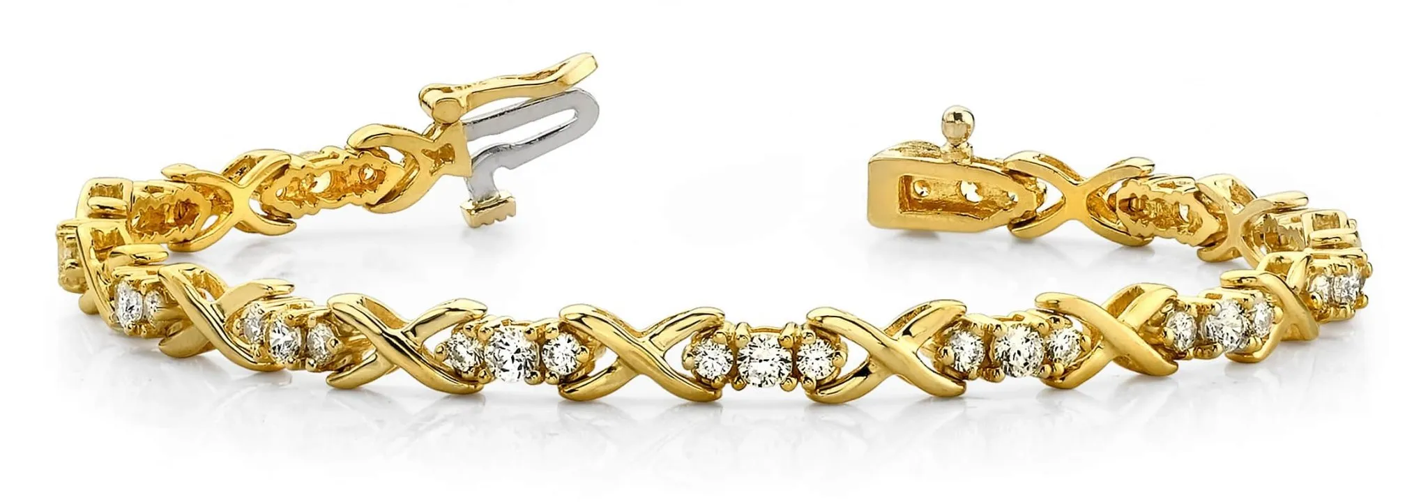 Triple Diamond X Link Lab-Grown Diamond Bracelet with 2.47 ct.(finished) 2.2mm, 3.1mm