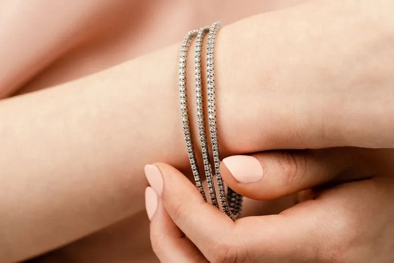 Triple Strand Flexible Diamond Tennis Bracelet Lab-Grown Diamond with 6.14 ct.(finished) 2mm