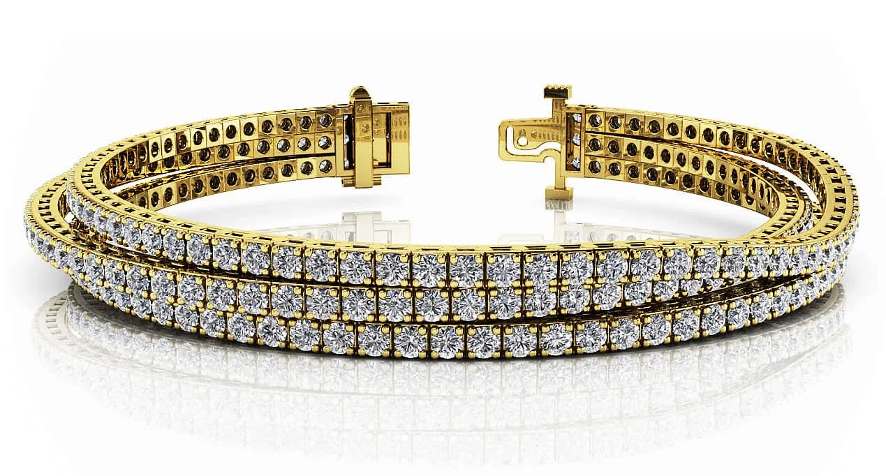 Triple Strand Flexible Diamond Tennis Bracelet Lab-Grown Diamond with 6.14 ct.(finished) 2mm