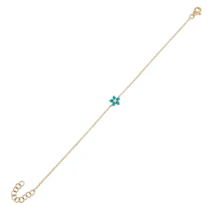Turquoise Flower Bracelet 14K