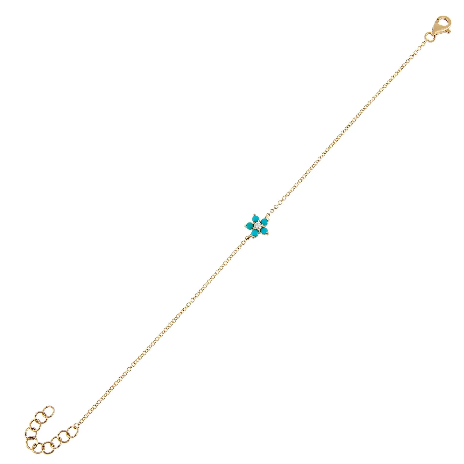 Turquoise Flower Bracelet 14K