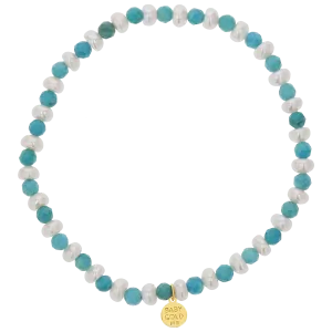 Turquoise Magnesite & Pearl Beaded Bracelet