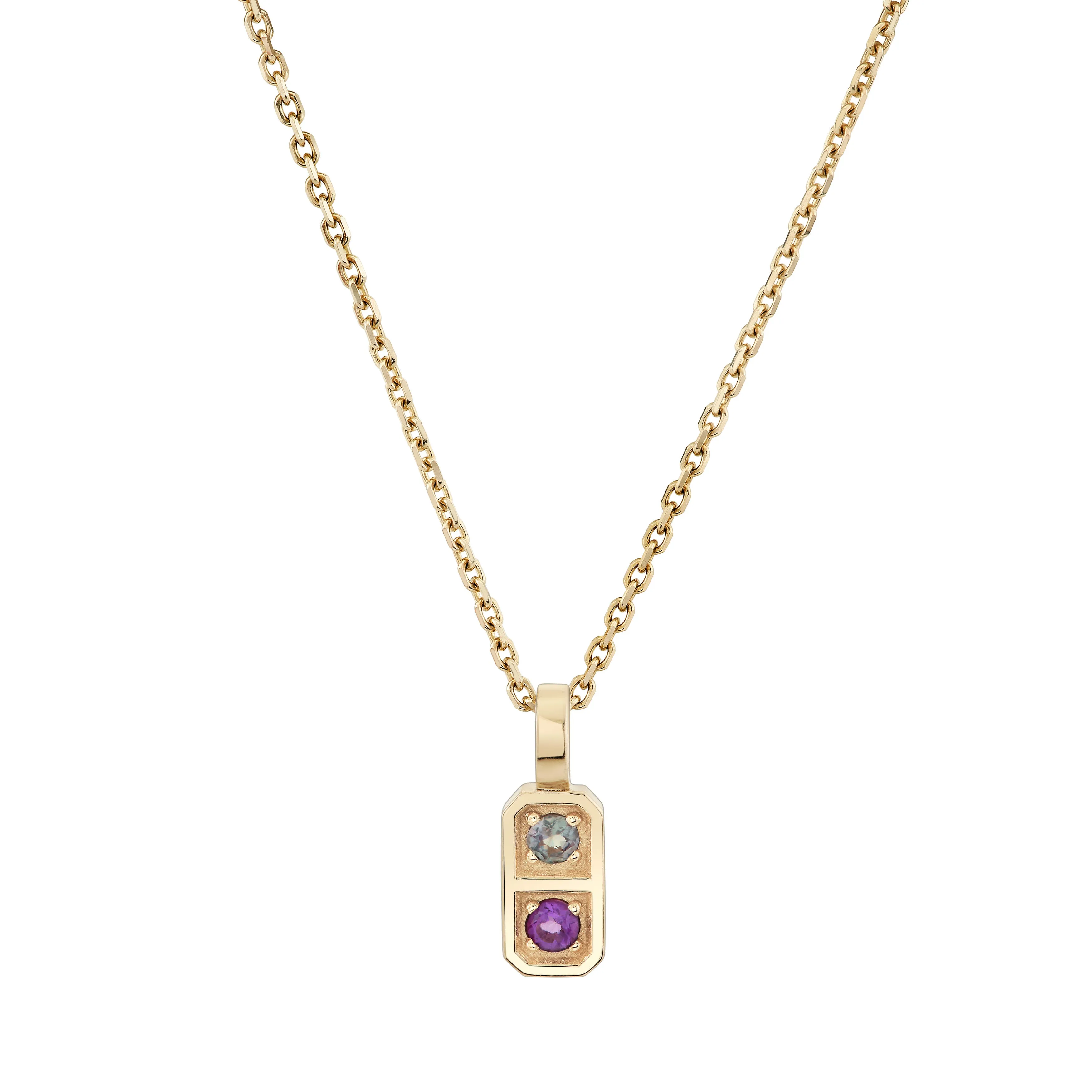 Two Birthstone Tablet Pendant