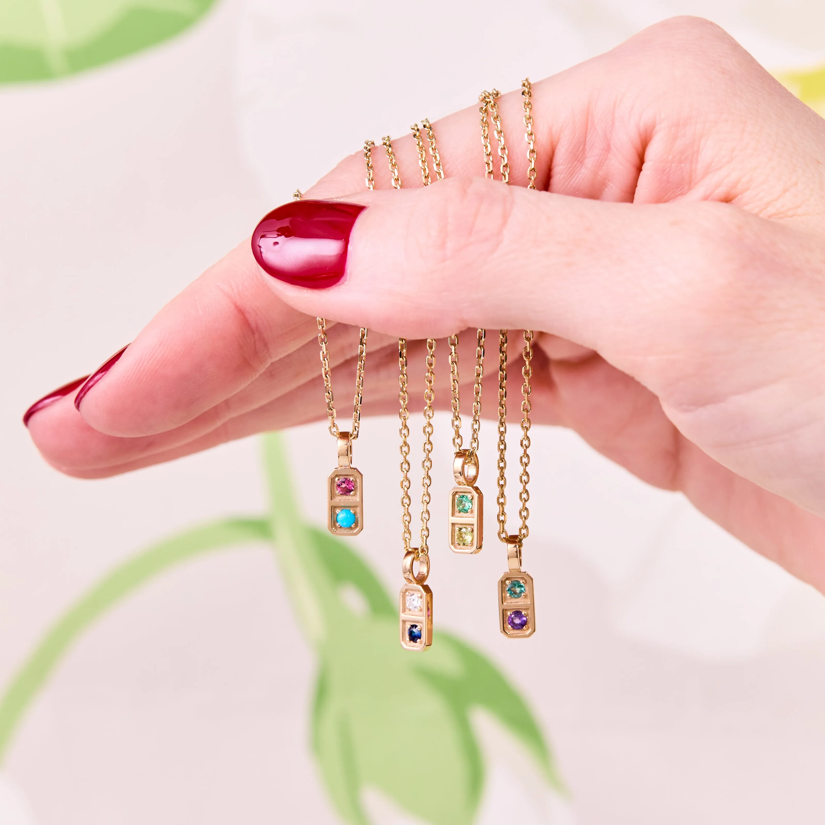 Two Birthstone Tablet Pendant