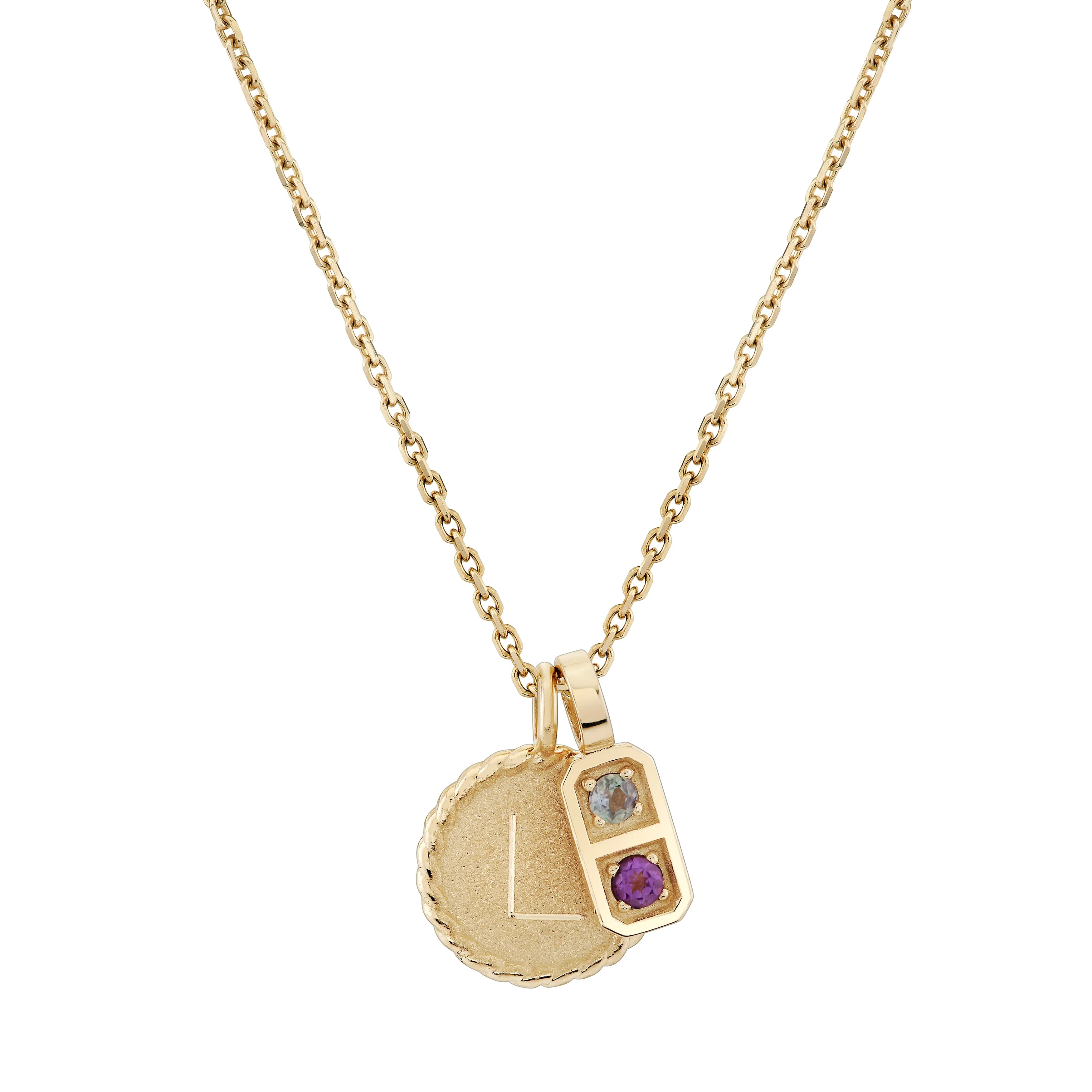 Two Birthstone Tablet Pendant