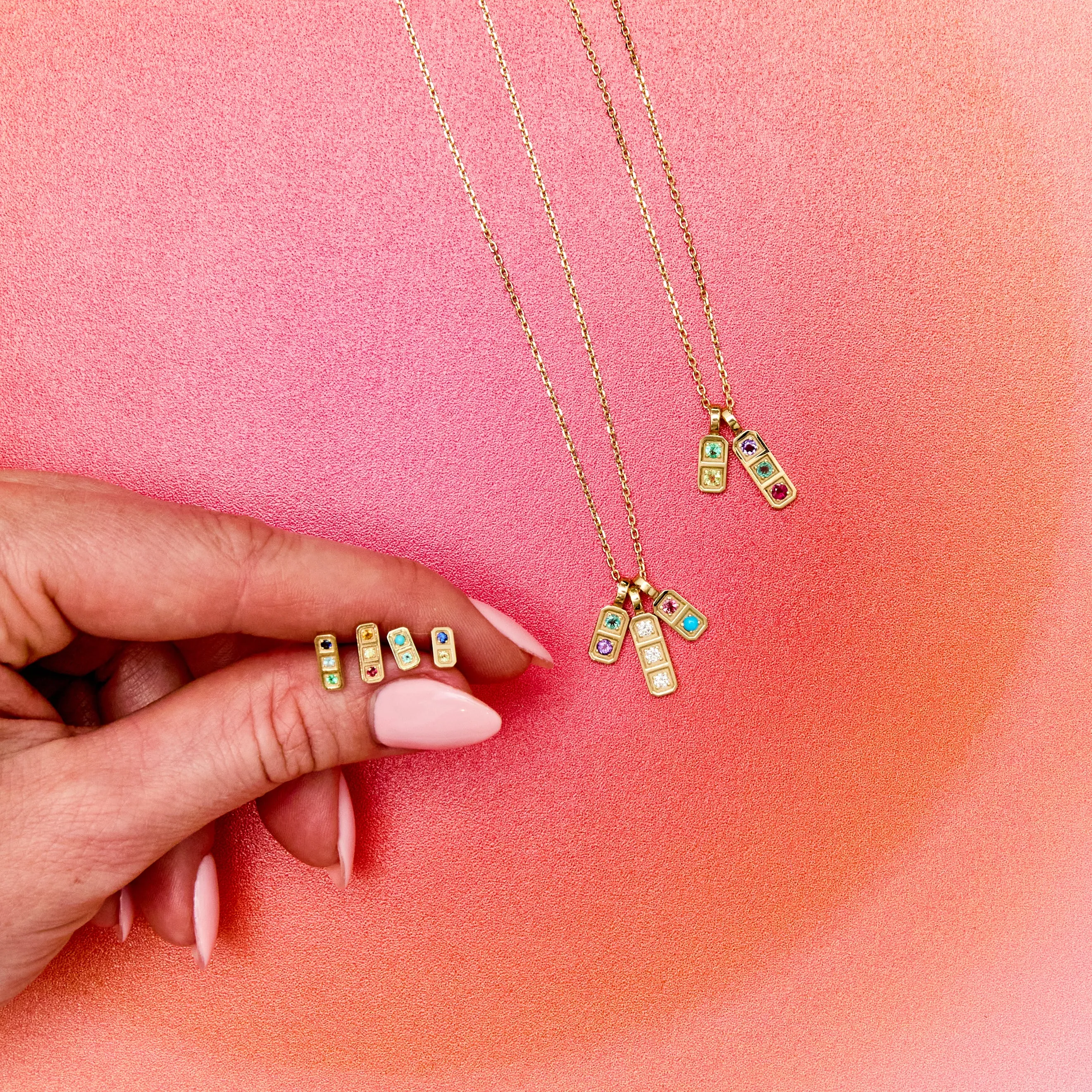 Two Birthstone Tablet Pendant