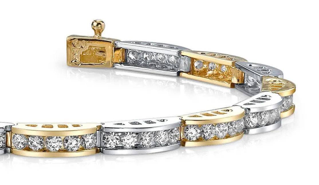 Two Tone Channel Link Diamond Bracelet with 1.98 ct.(finished) 1.8mm