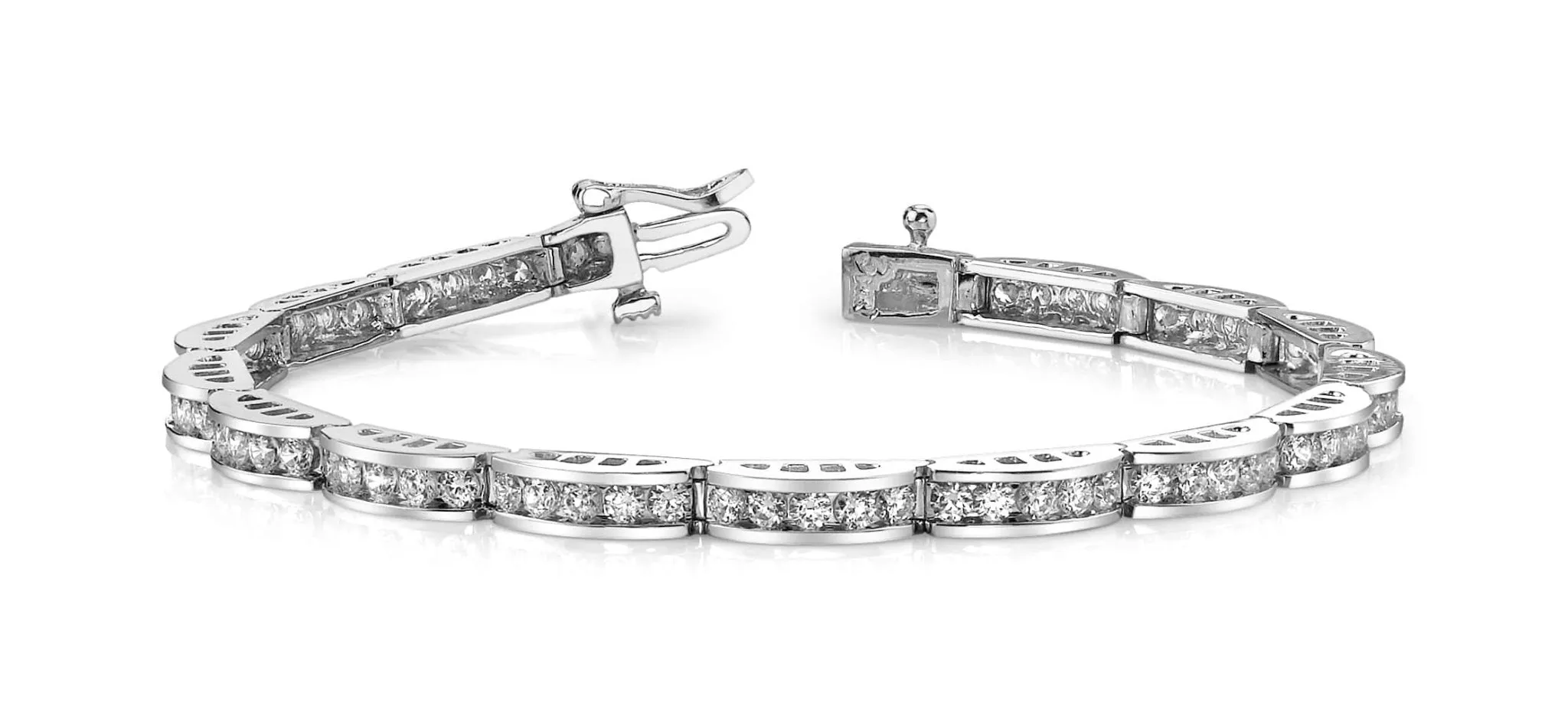 Two Tone Channel Link Diamond Bracelet with 1.98 ct.(finished) 1.8mm