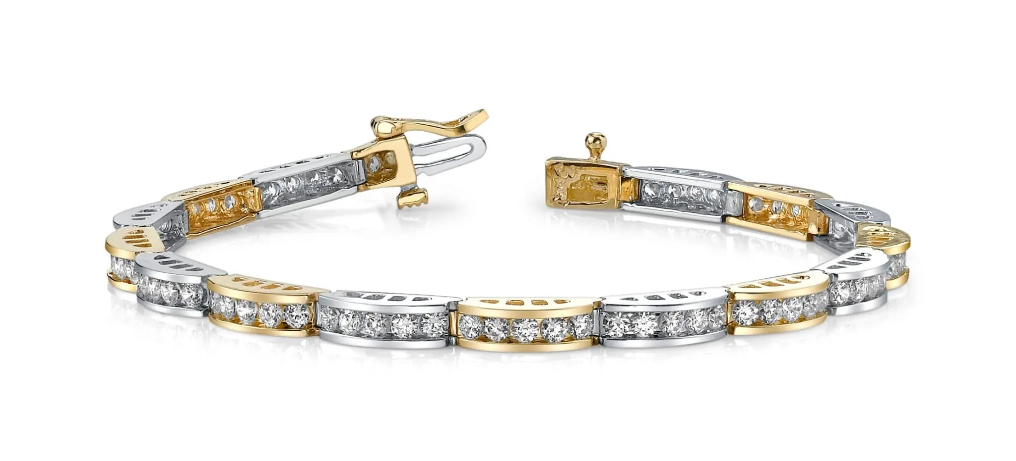 Two Tone Channel Link Diamond Bracelet with 1.98 ct.(finished) 1.8mm