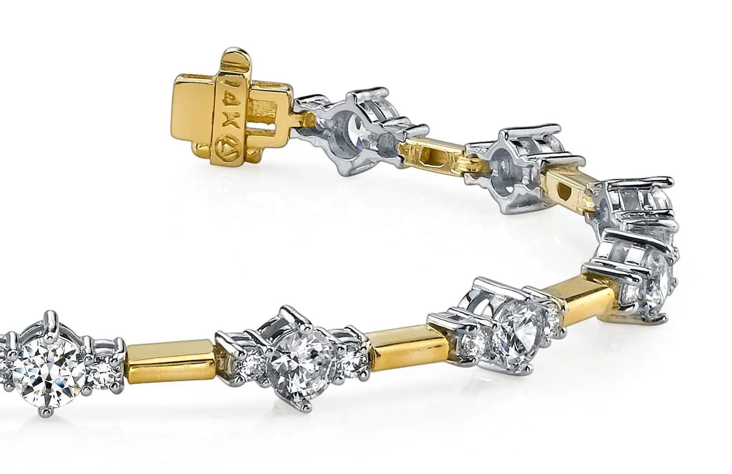 Two Tone Triple Diamond Bracelet with 2.99 ct.(finished) 2mm, 3.5mm