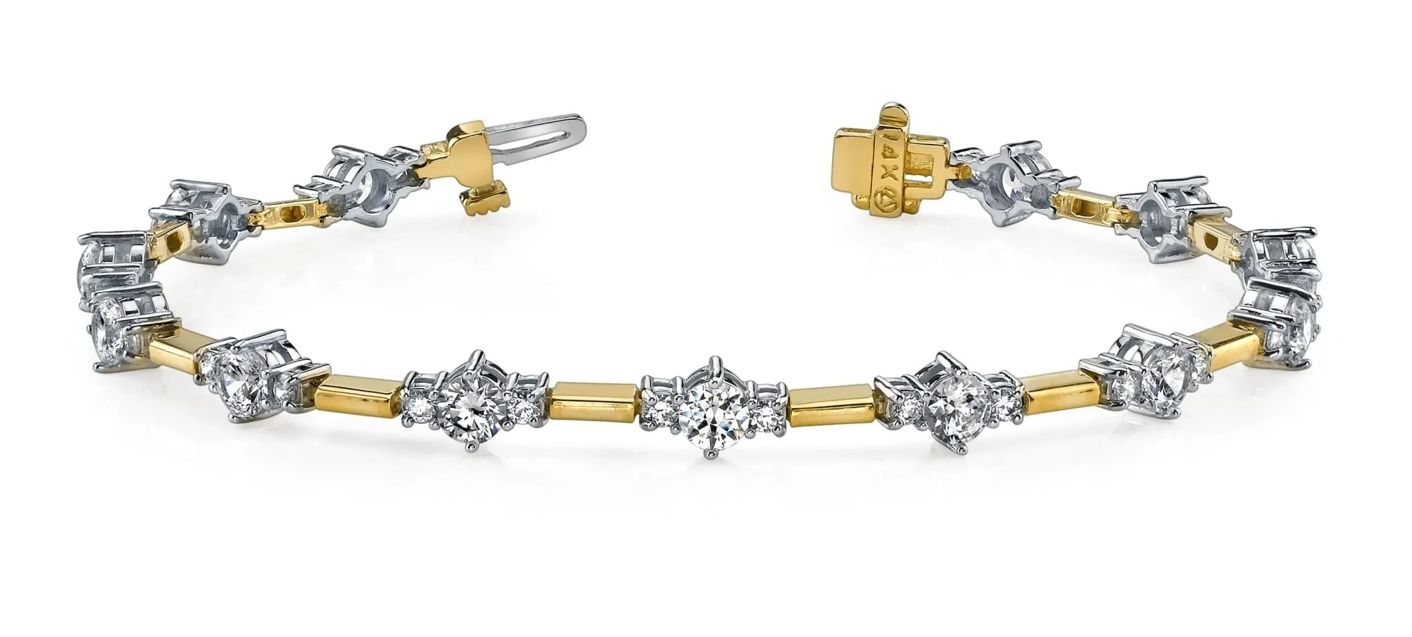 Two Tone Triple Diamond Bracelet with 2.99 ct.(finished) 2mm, 3.5mm