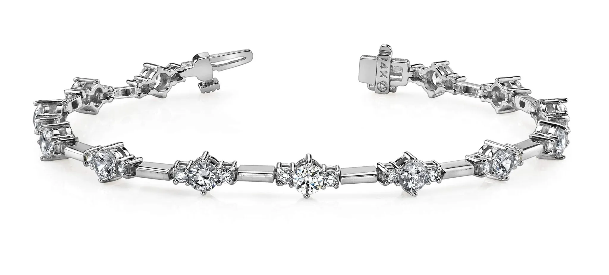 Two Tone Triple Diamond Bracelet with 2.99 ct.(finished) 2mm, 3.5mm