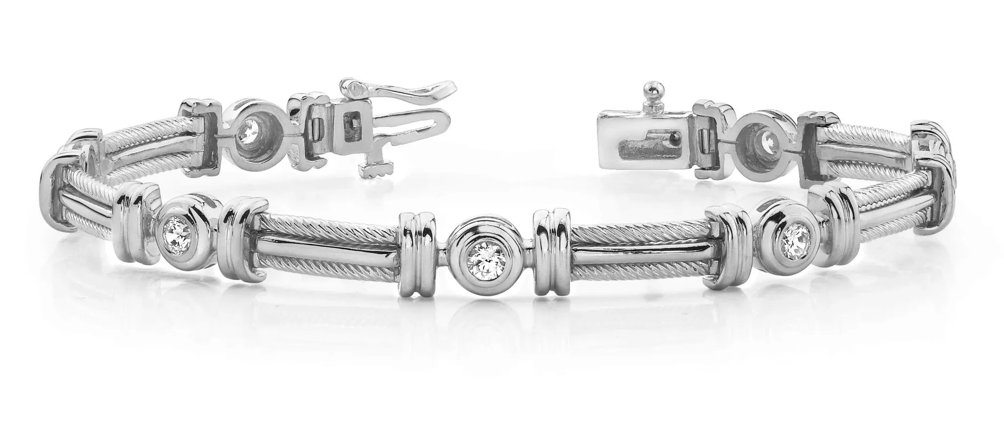 Two Tone Twisted Rope Diamond Bracelet with 0.98 ct.(finished) 3.4mm