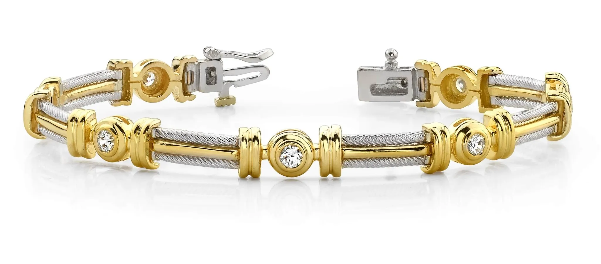 Two Tone Twisted Rope Diamond Bracelet with 0.98 ct.(finished) 3.4mm