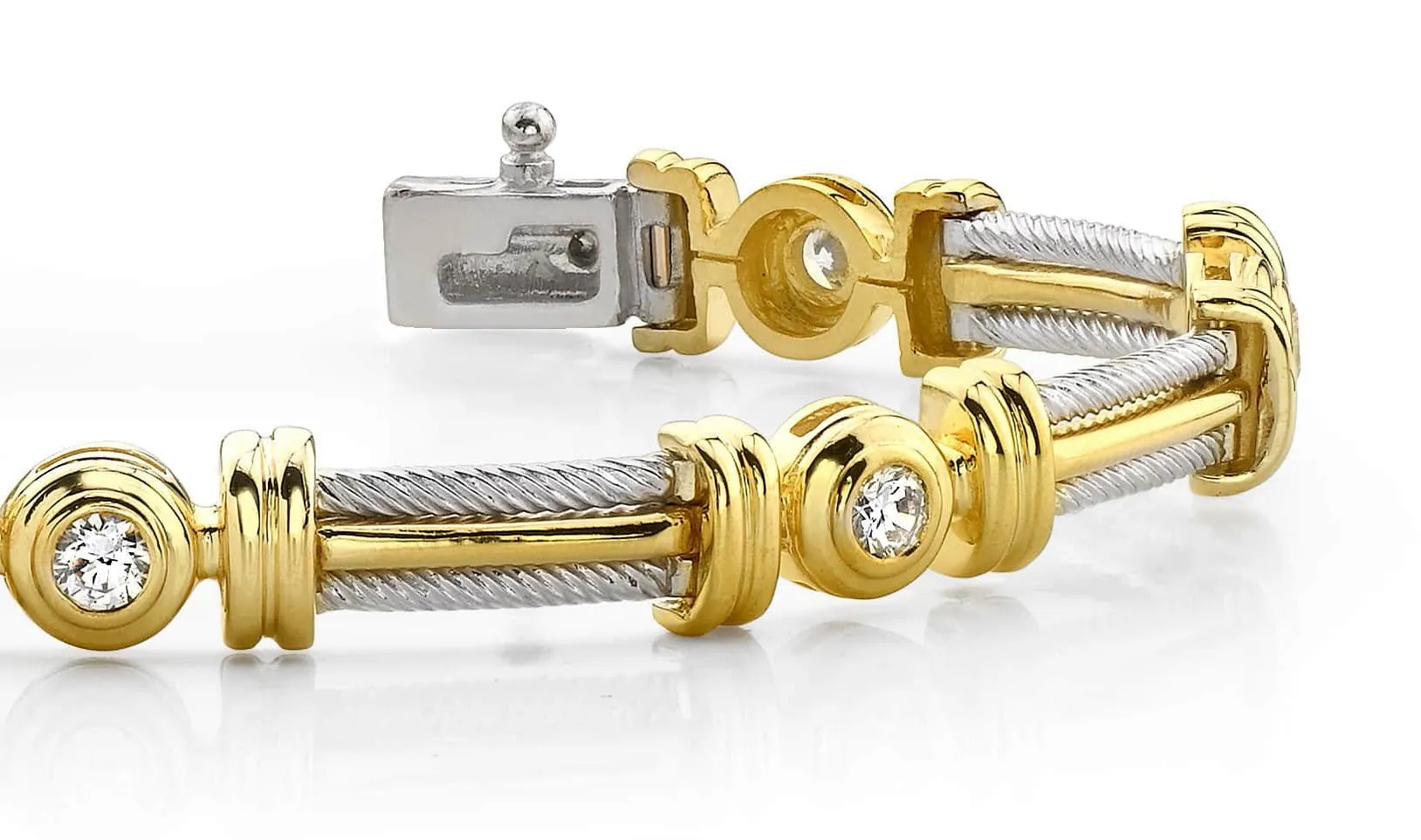 Two Tone Twisted Rope Diamond Bracelet with 0.98 ct.(finished) 3.4mm