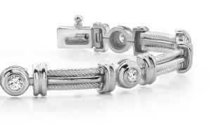 Two Tone Twisted Rope Diamond Bracelet with 0.98 ct.(finished) 3.4mm