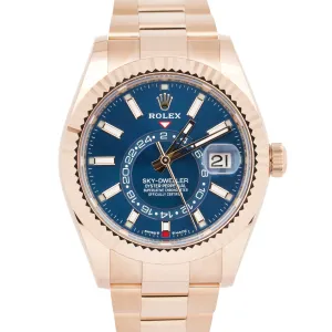 UNWORN 2023 PAPERS Rolex Sky-Dweller 18K ROSE GOLD Blue 42mm Watch 336935 B P