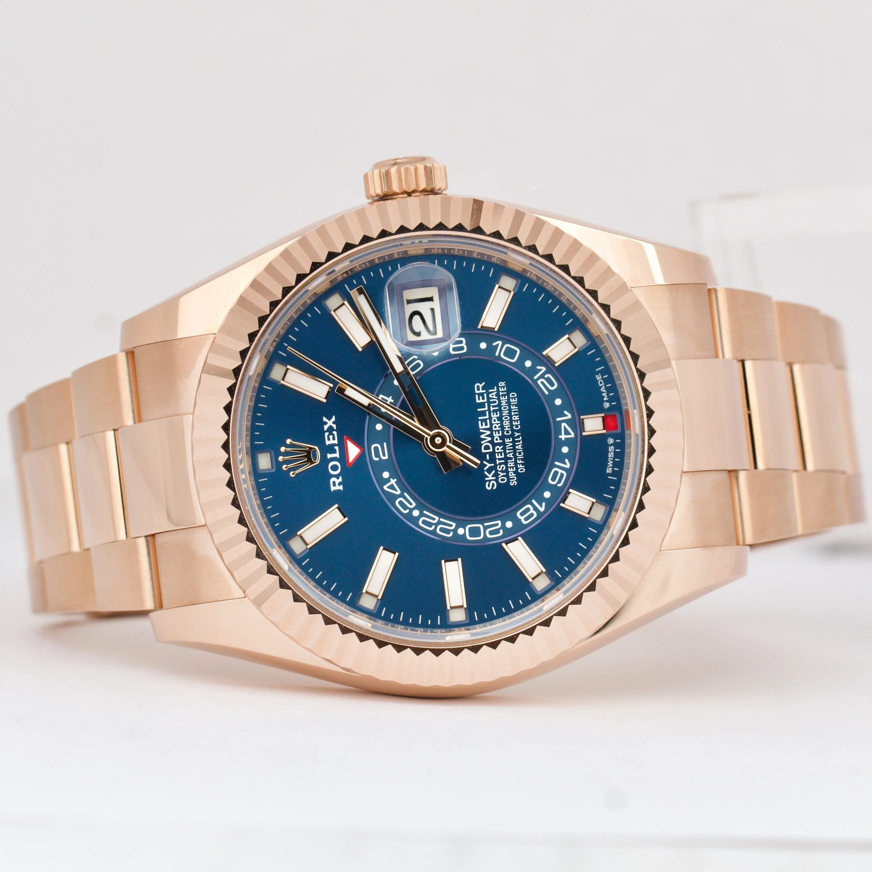 UNWORN 2023 PAPERS Rolex Sky-Dweller 18K ROSE GOLD Blue 42mm Watch 336935 B P