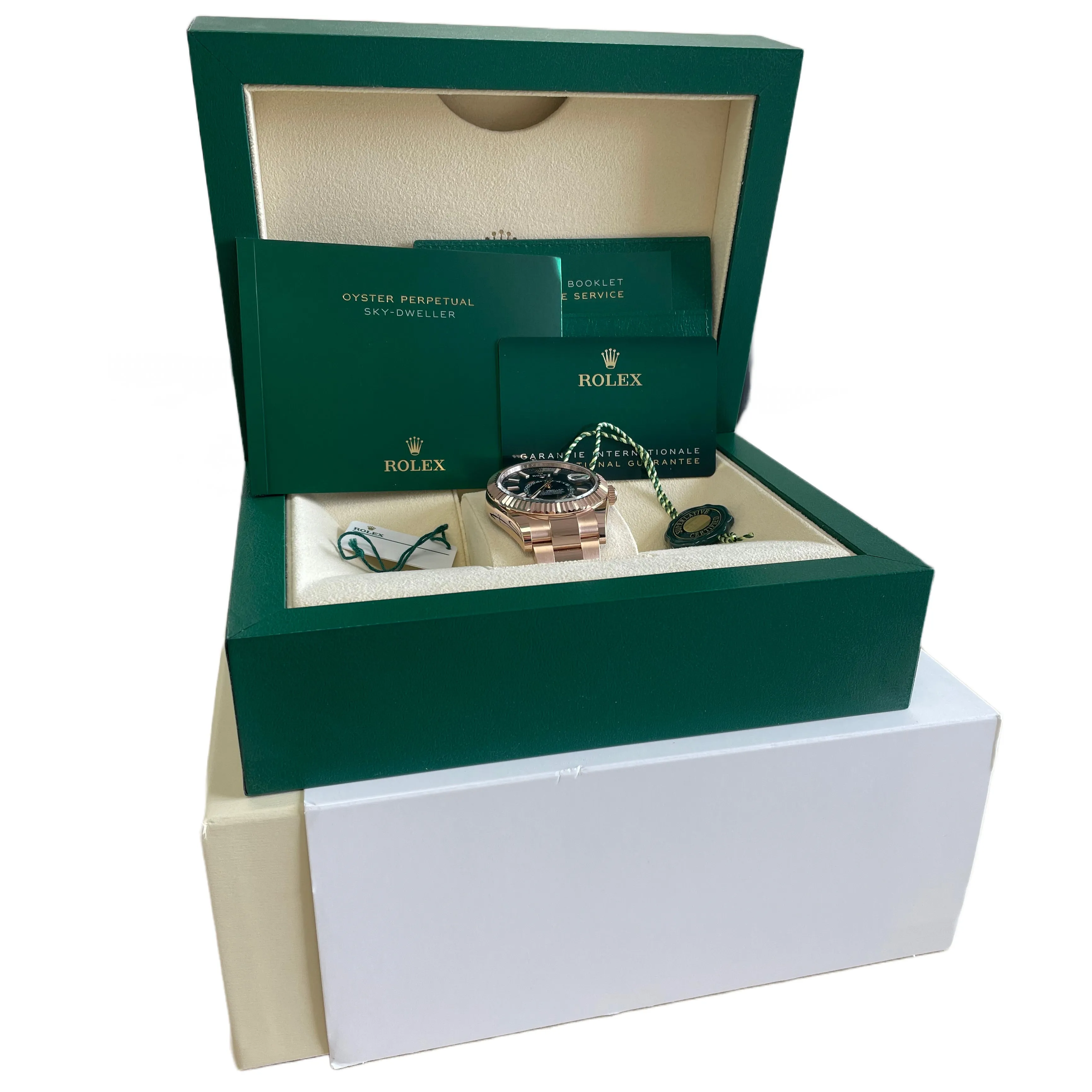 UNWORN 2023 PAPERS Rolex Sky-Dweller 18K ROSE GOLD Blue-Green 42mm 336935 B P