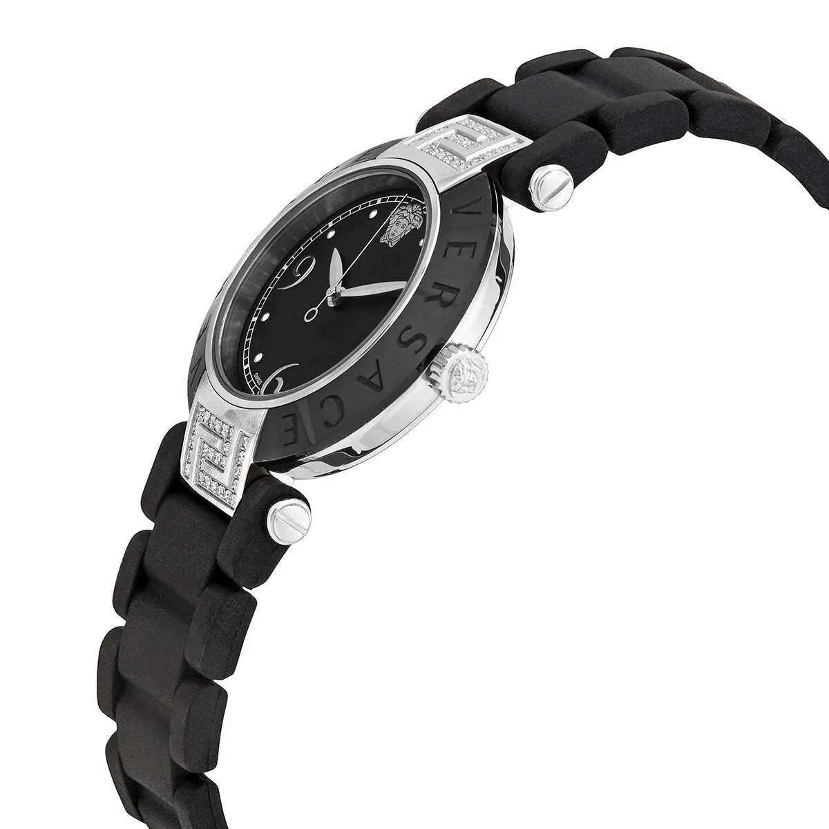Versace Reve Quartz Black Dial Black Rubber Ladies Watch 92QCS91D008S009