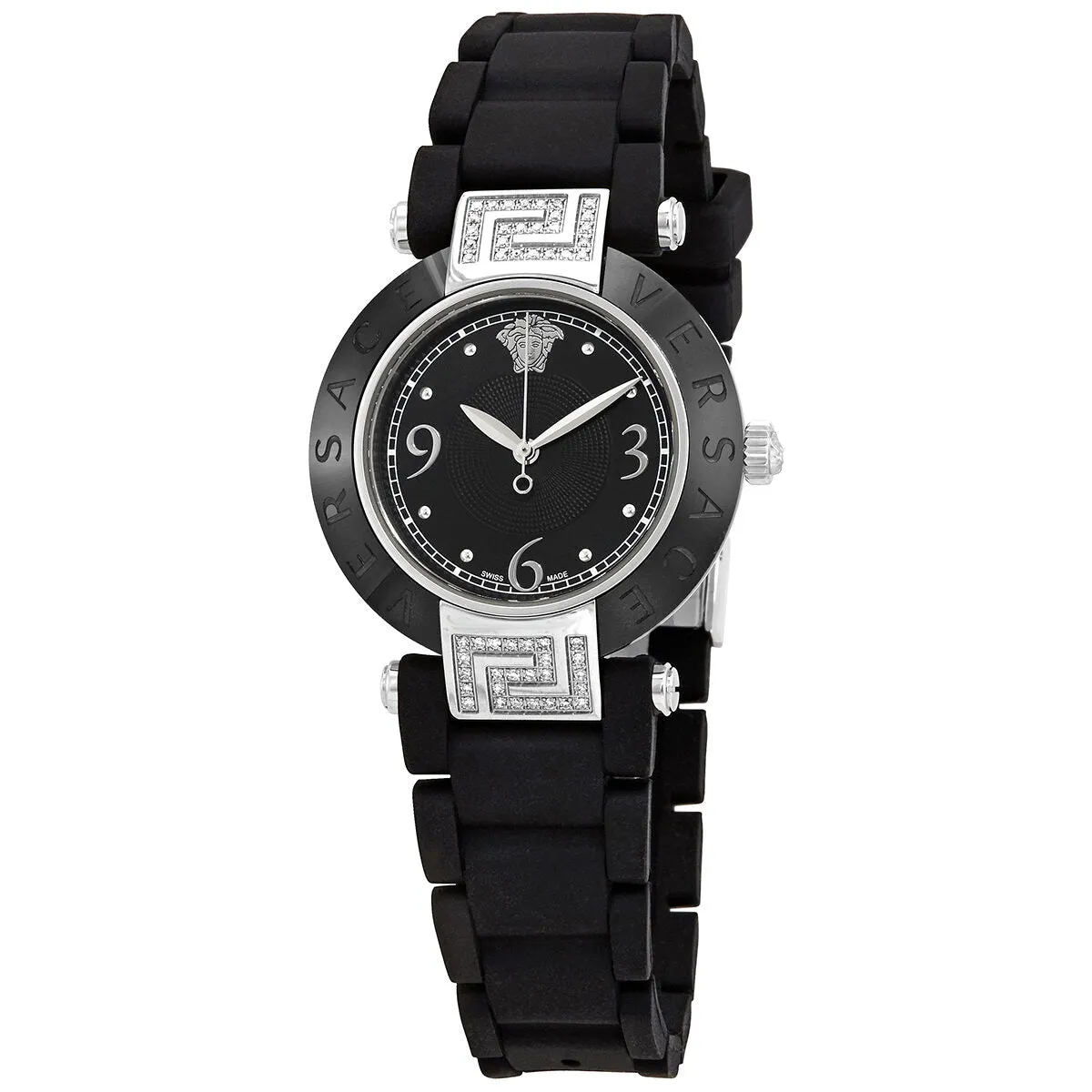 Versace Reve Quartz Black Dial Black Rubber Ladies Watch 92QCS91D008S009