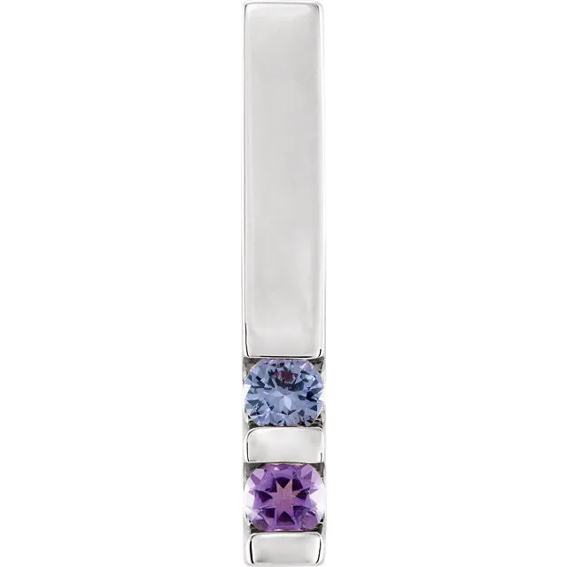 Vertical Bar Family Birthstone Pendant Necklace
