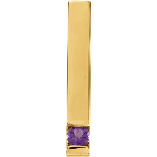 Vertical Bar Family Birthstone Pendant Necklace